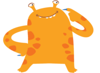 online elementary school - orange creature illustration